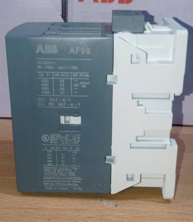 ABB AF96 industrial contactor 96A 45kW 100-250V coil for heavy-duty motors