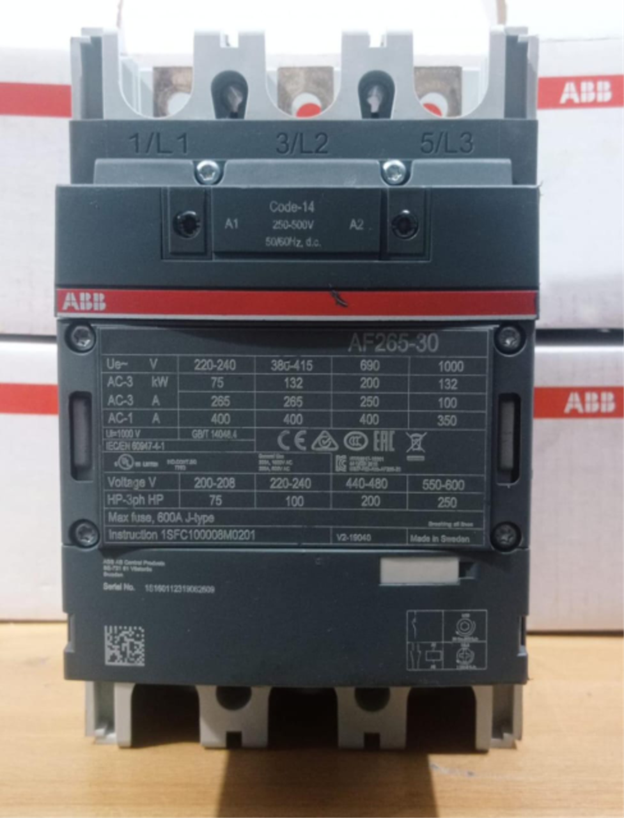 ABB AF265 heavy-duty contactor 265A 132kW 250-400V coil for large industrial motors
