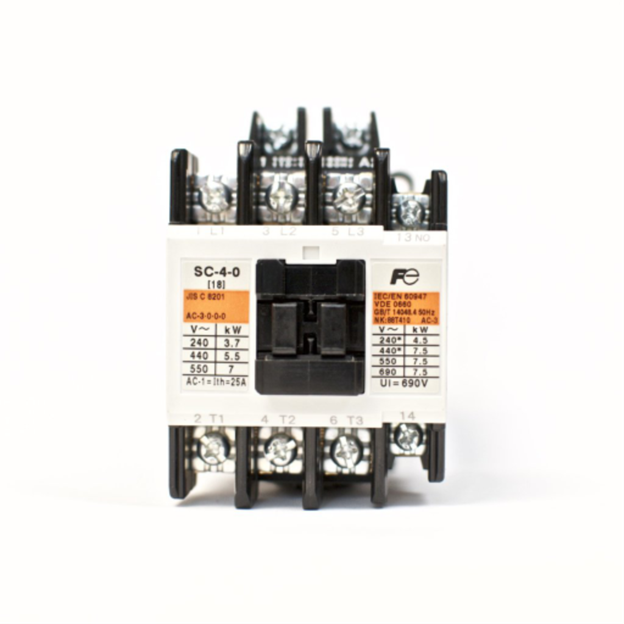 Fuji SC-4-0 contactor 25A 7.5kW 10HP 3 Pole for motor control.