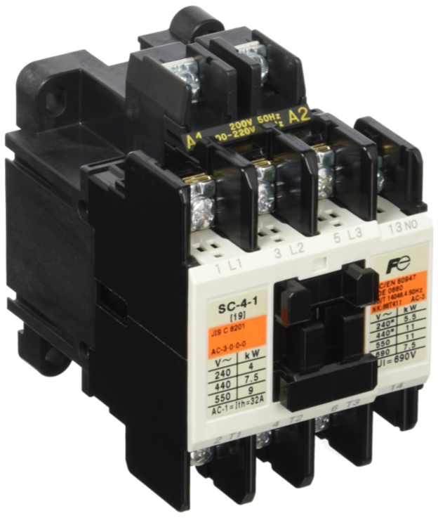 Fuji SC-4-1 contactor 32A 11kW 15HP 3 Pole for motor control.