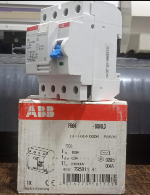ABB E.L.C.B – Genuine Lotted 30mA Leakage Breaker (4 Pole, 25A–100A)