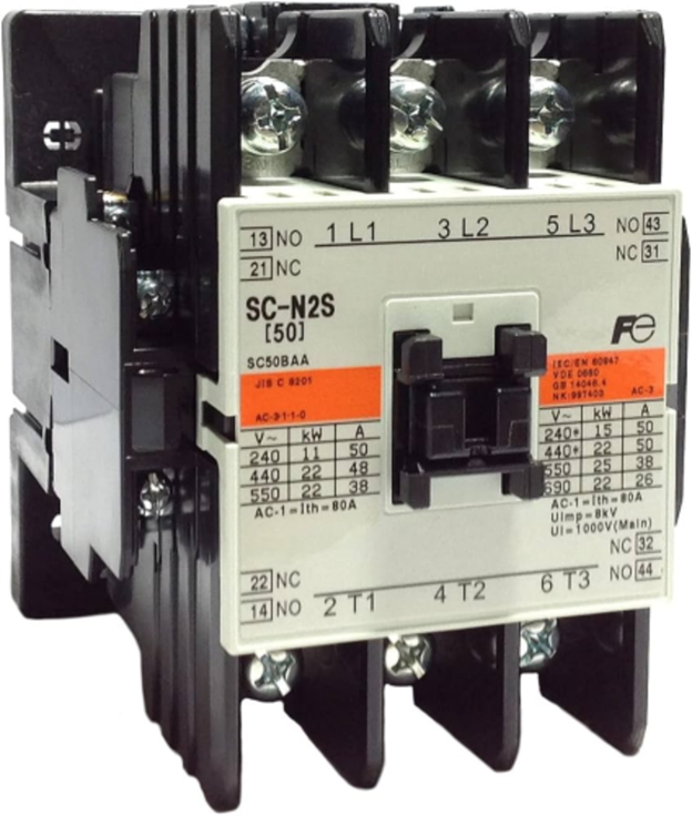 Fuji SC-N2S contactor 80A 22kW 30HP 3 Pole for motor control.