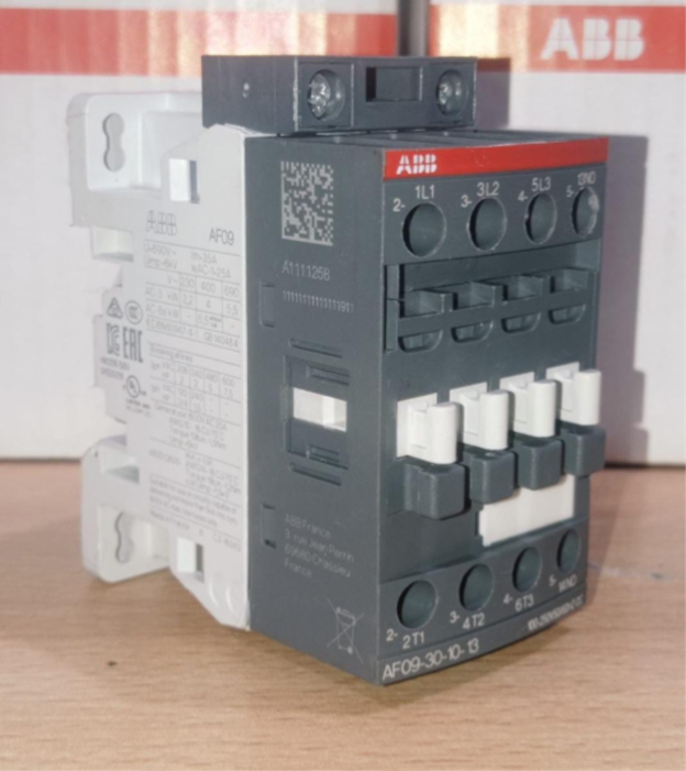 ABB AF09 contactor 9A 100-250V coil for motor control.