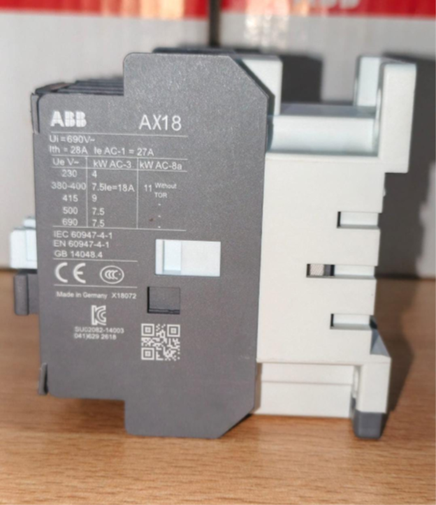 ABB AX18 contactor 18A 220-240V coil for motor control.