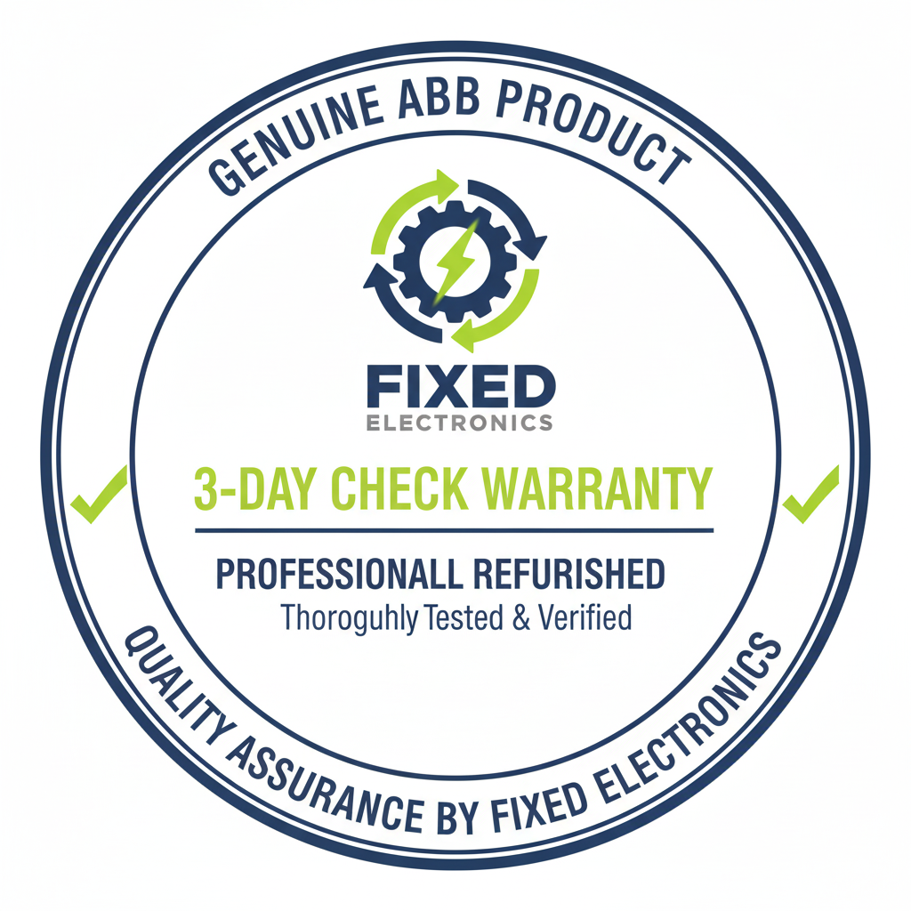 Warranty and refurbishment information of ABB AX32 contactor 32A 15kW 220-240V coil for motor control.