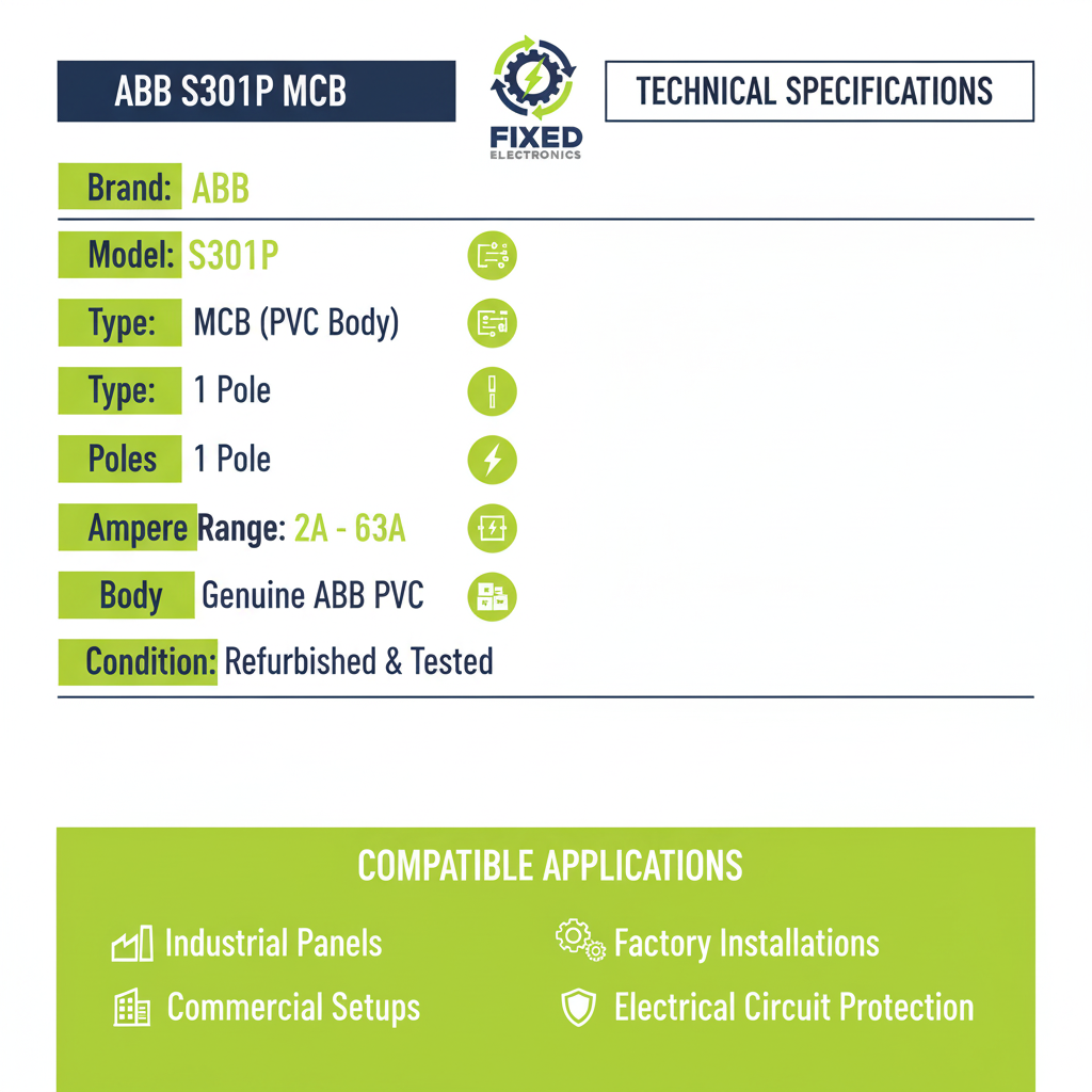 ABB S301P MCB 1 Pole 2A-63A PVC body miniature circuit breaker