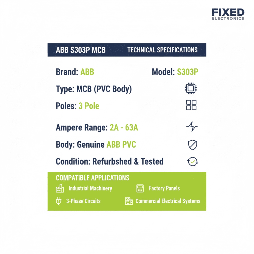 ABB S303P MCB – PVC Body (3 Pole, 2A–63A)