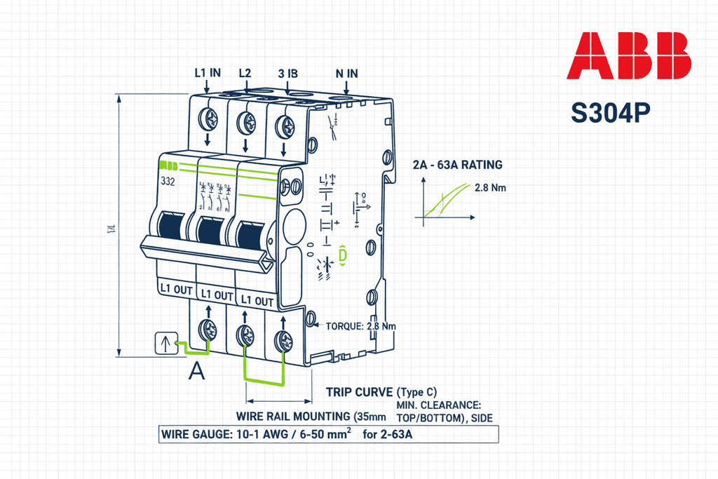 ABB S304P MCB – PVC Body (4 Pole, 2A–63A)