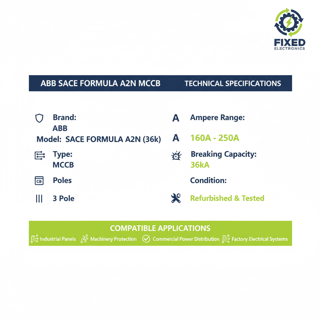 ABB SACE FORMULA A2N MCCB – 36k Model (3 Pole, 160A–250A)