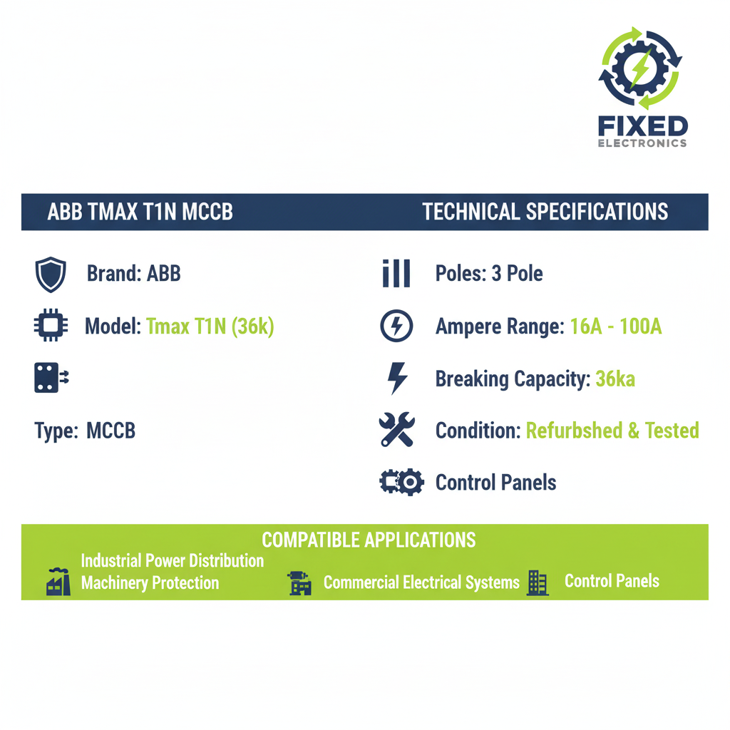 ABB Tmax T1N MCCB 3 Pole 16A-100A 36kA industrial circuit breaker