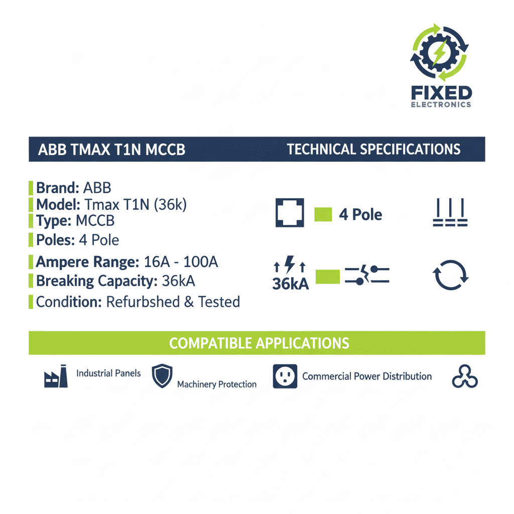 ABB Tmax T1N MCCB – 36k Model (4 Pole, 16A–100A)