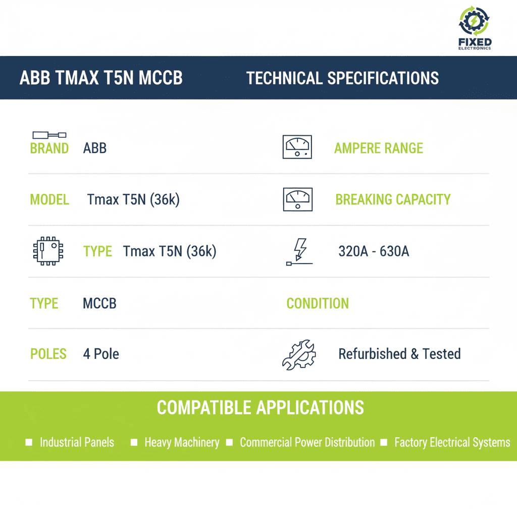 ABB Tmax T5N MCCB – 36k Model (4 Pole, 320A–630A)