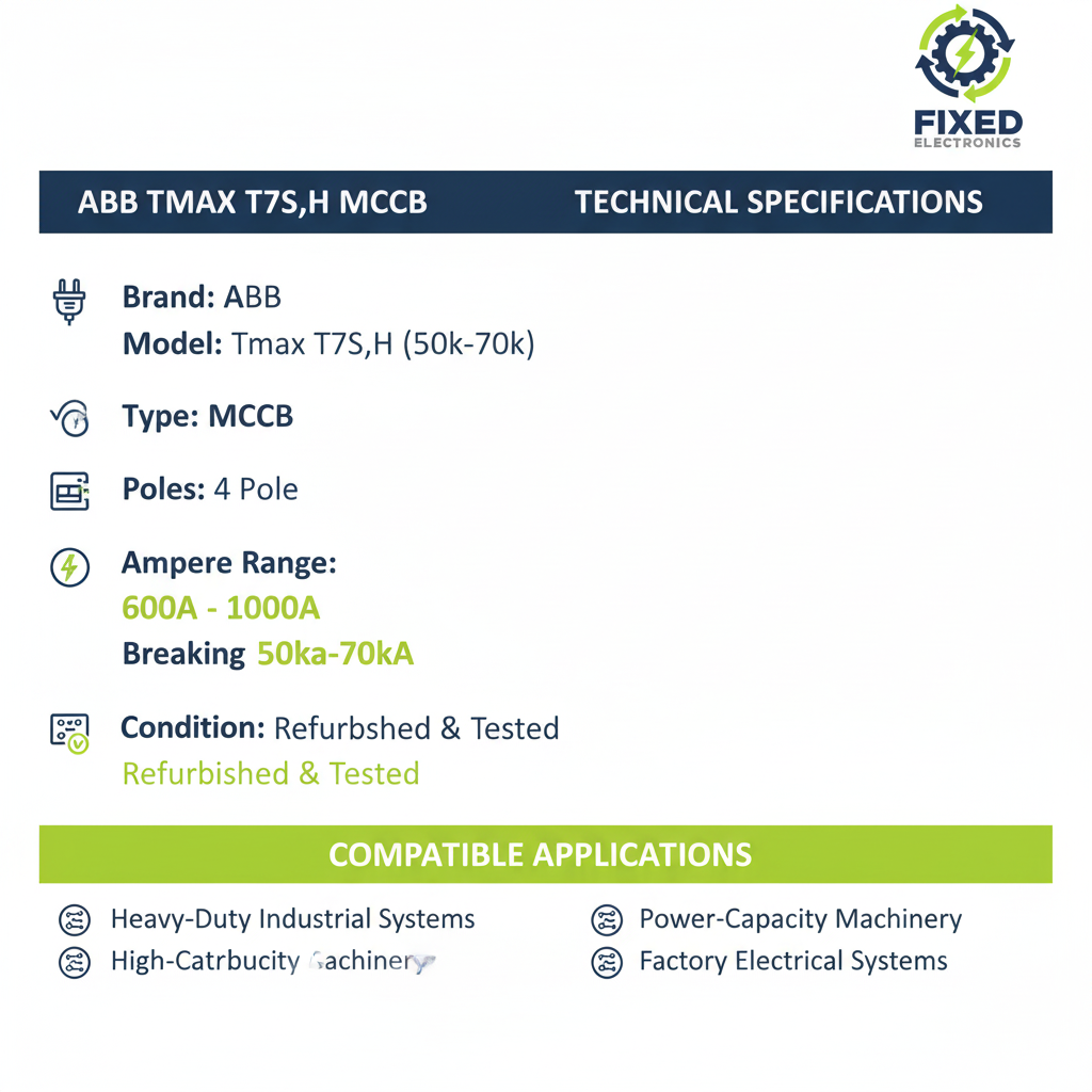 Technical specifications of ABB Tmax T7S H MCCB 4 Pole 600A-1000A 50kA-70kA heavy-duty circuit breaker