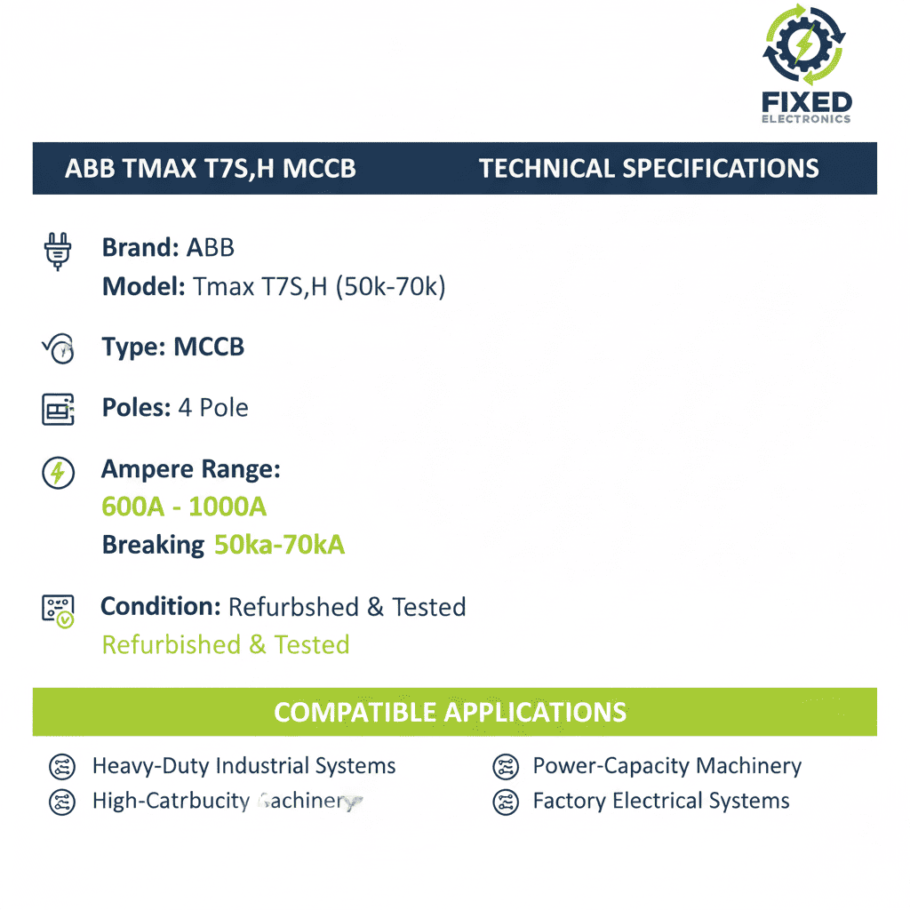 ABB Tmax T7S,H MCCB – 50k–70k Model (4 Pole, 600A–1000A)