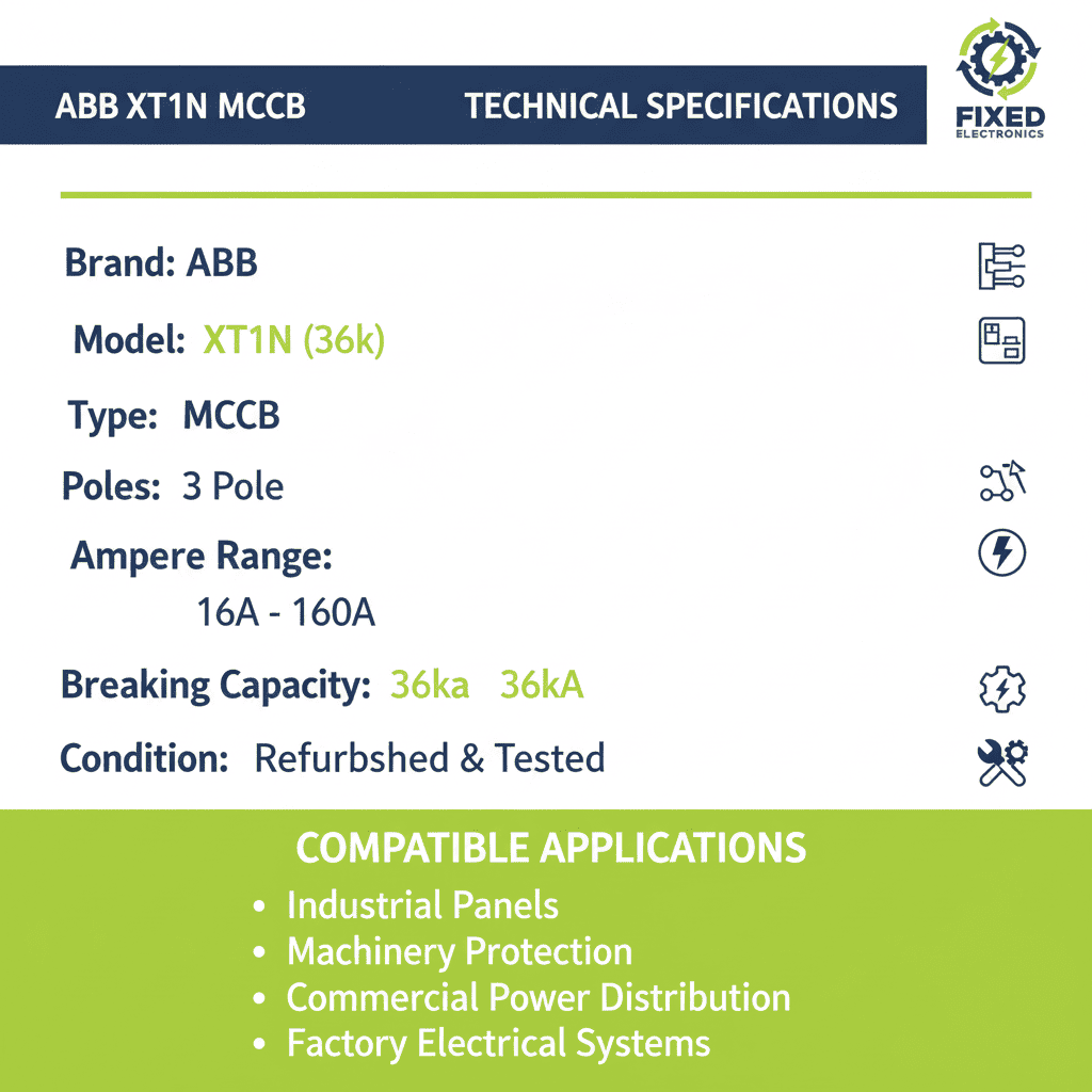 ABB XT1N MCCB – 36k Model (3 Pole, 16A–160A)