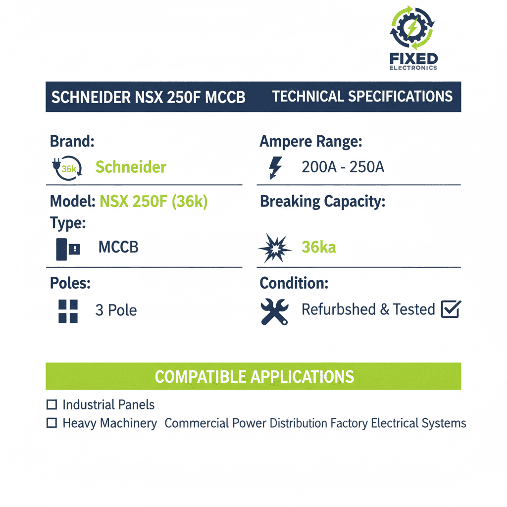 Schneider NSX 250F MCCB – 36k Model (3 Pole, 200A–250A)